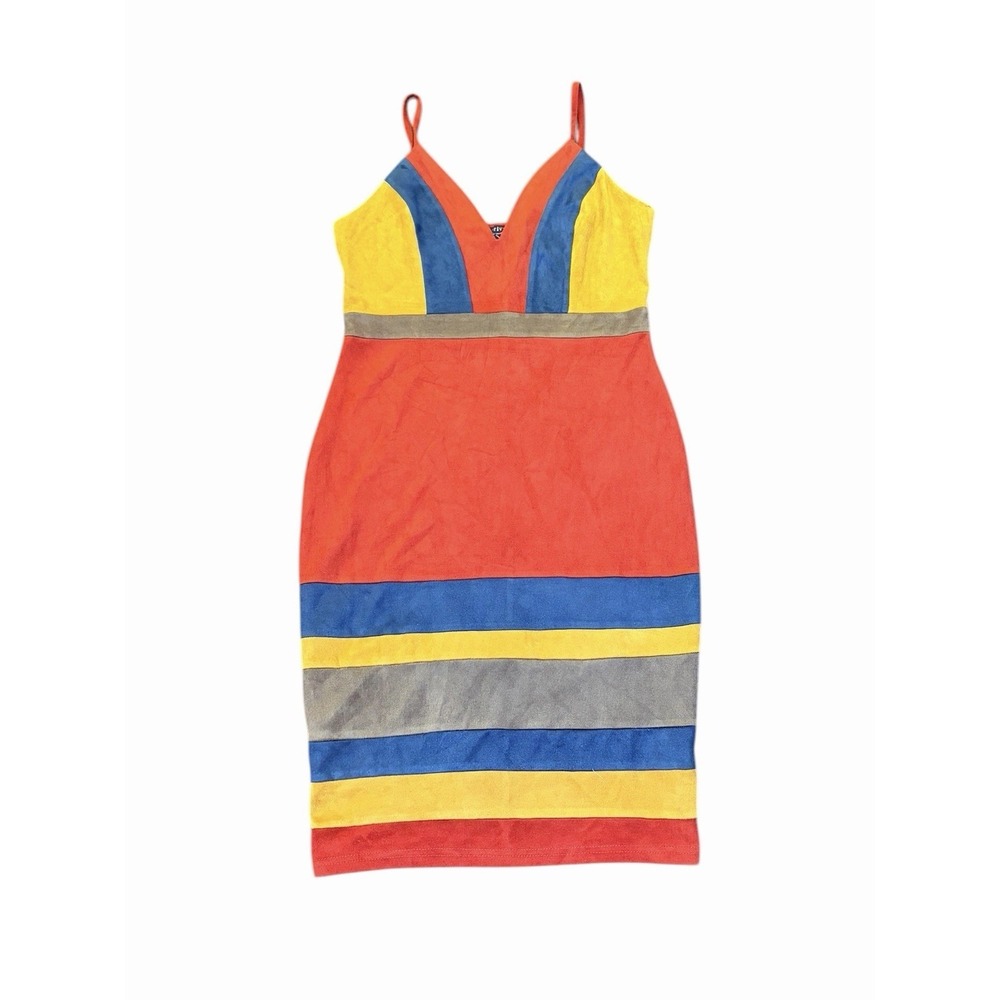PRIVY Sexy Mini Dress Suede Boho Striped Spaghetti Strap Indie Party Bodycon